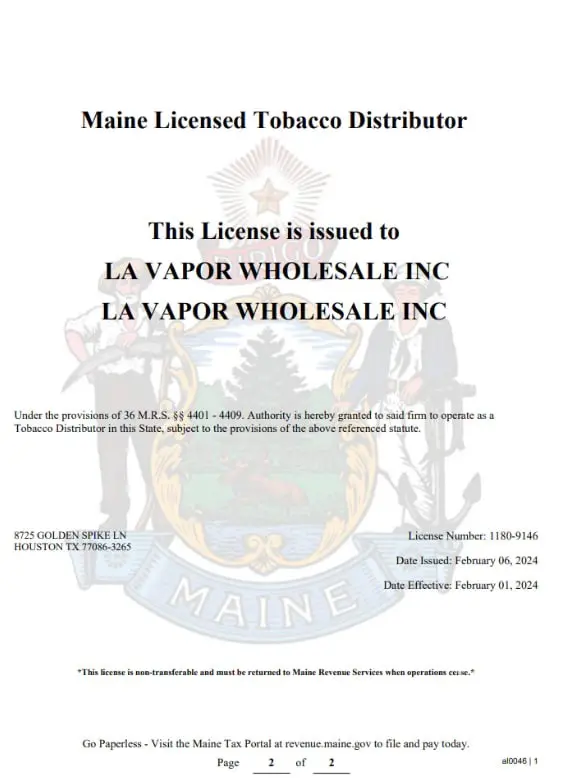 Licenses & Compliance – TobaccoBase Legal Information